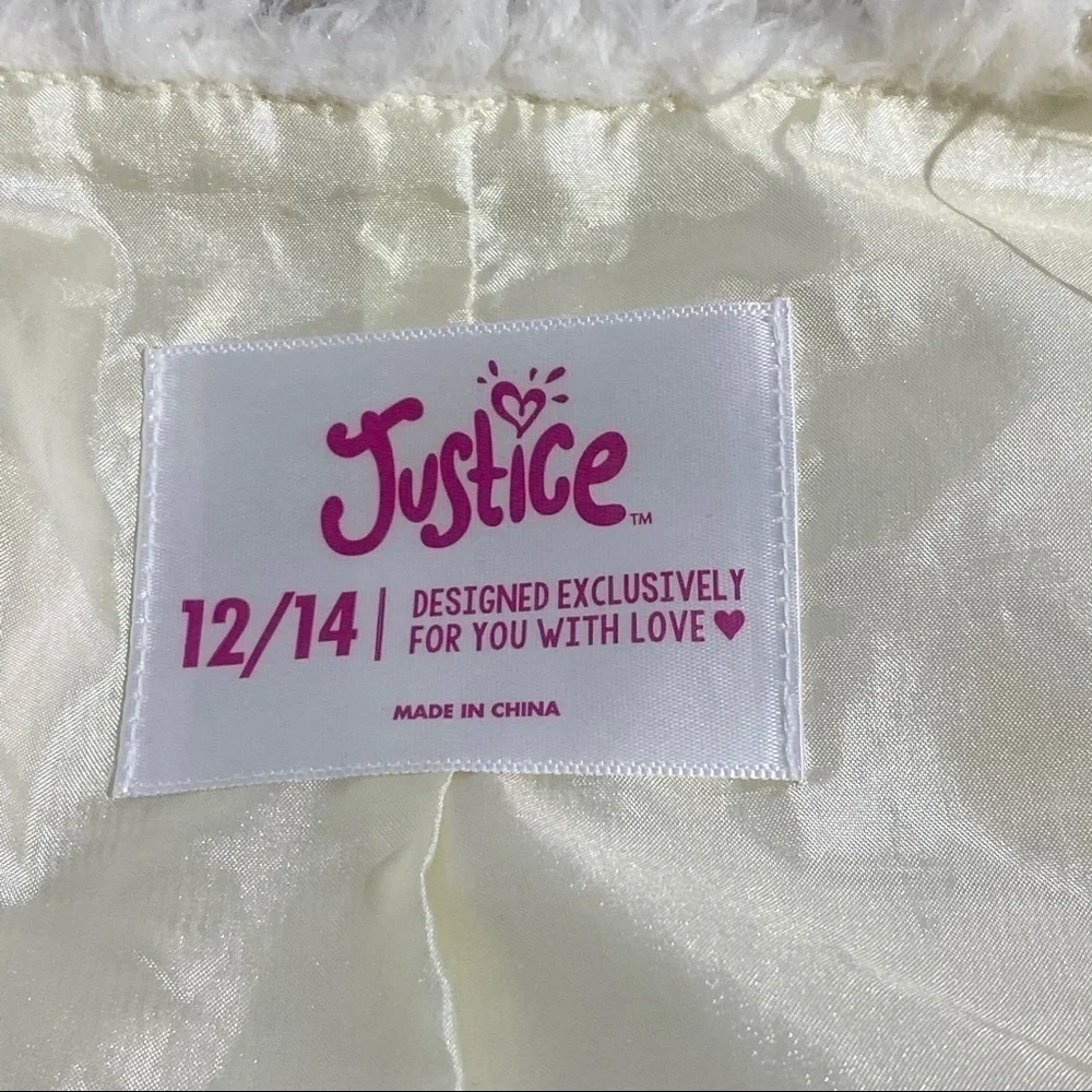 Justice Faux Fur Christmas Vest Front Hook Closure 12/14